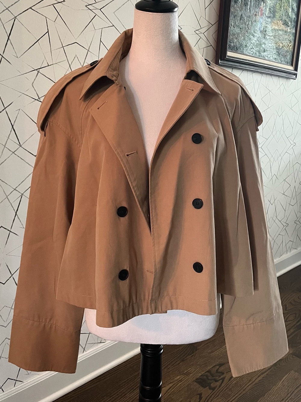 Zara Cropped Trench Coat in Camel